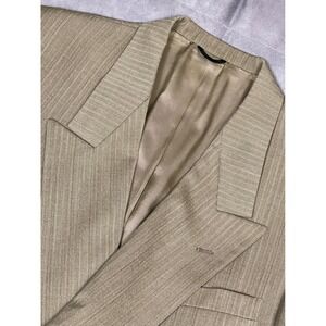 Nino Cerruti Blazer Mens 42R Tan Herringbone Double Breasted Peak Lapel
